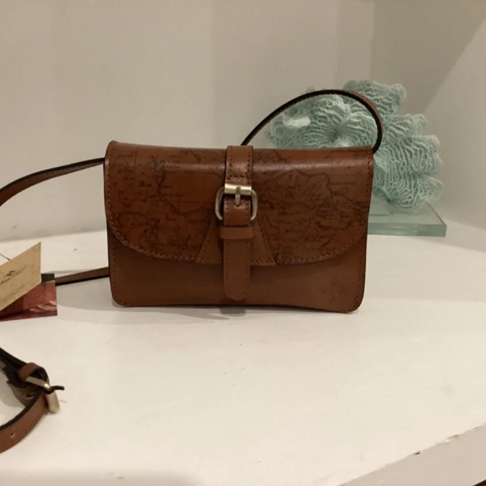 REDUCED NWT PATRICIA NASH BROWN LEATHER MAP SMALL CROSS BODY PURSE BAG